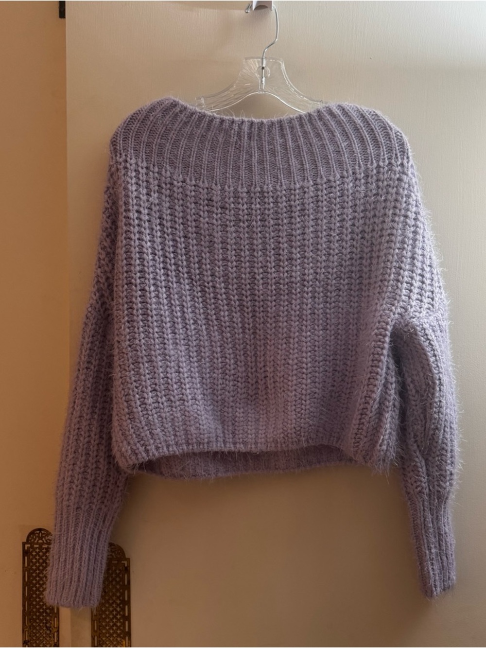 TOBI Valerie Lavender purple off the shoulder fuzzy sweater size large - Picture 6 of 12